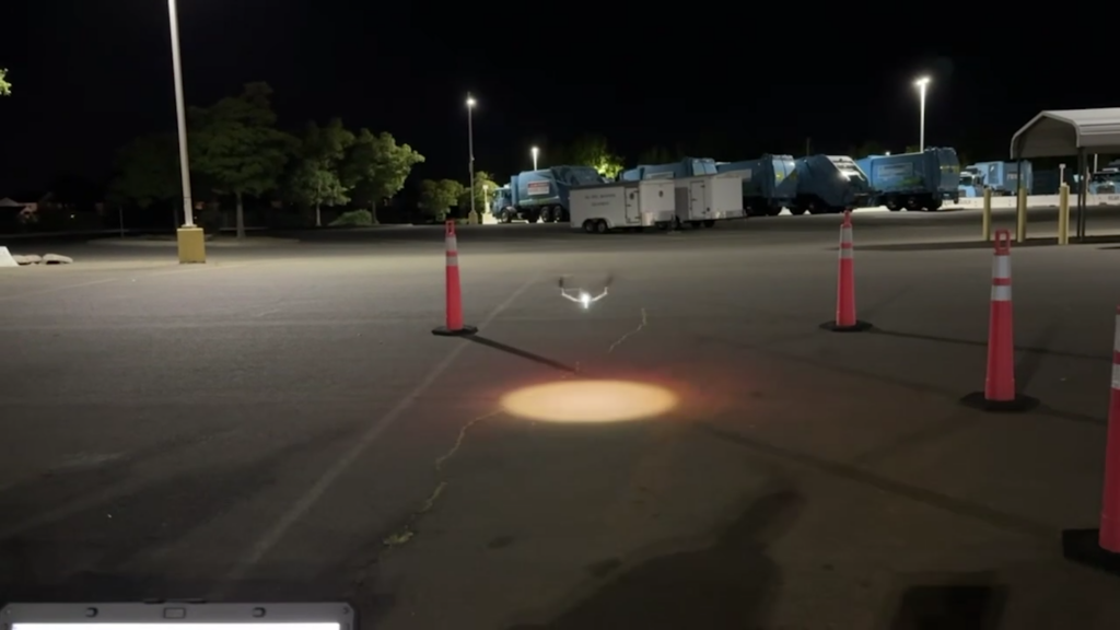 Drone in a parking lot