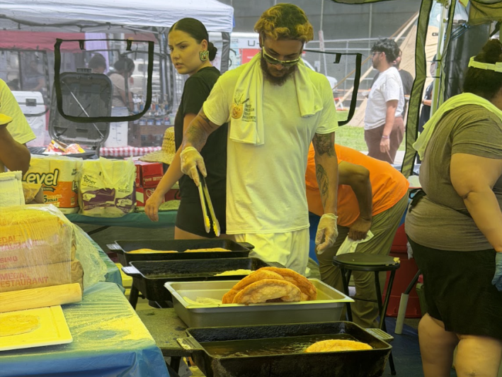 staff frying bread