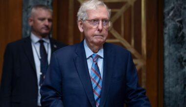 Senate leaders talk with Mitch McConnell as he remains hospitalized