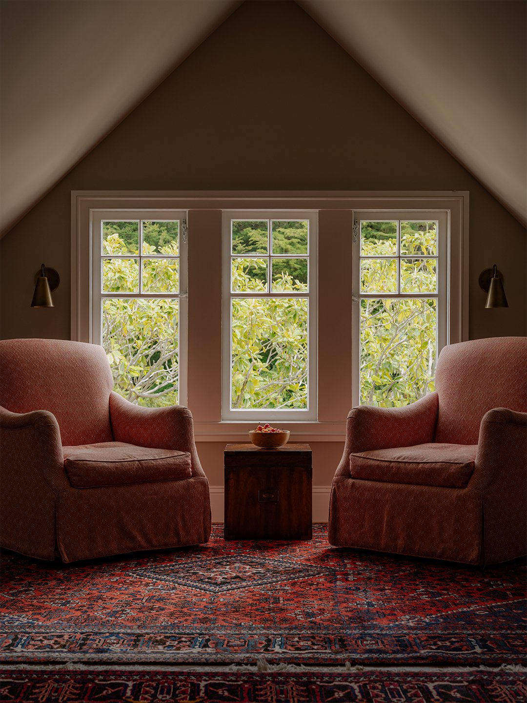 attic nook with armchairs