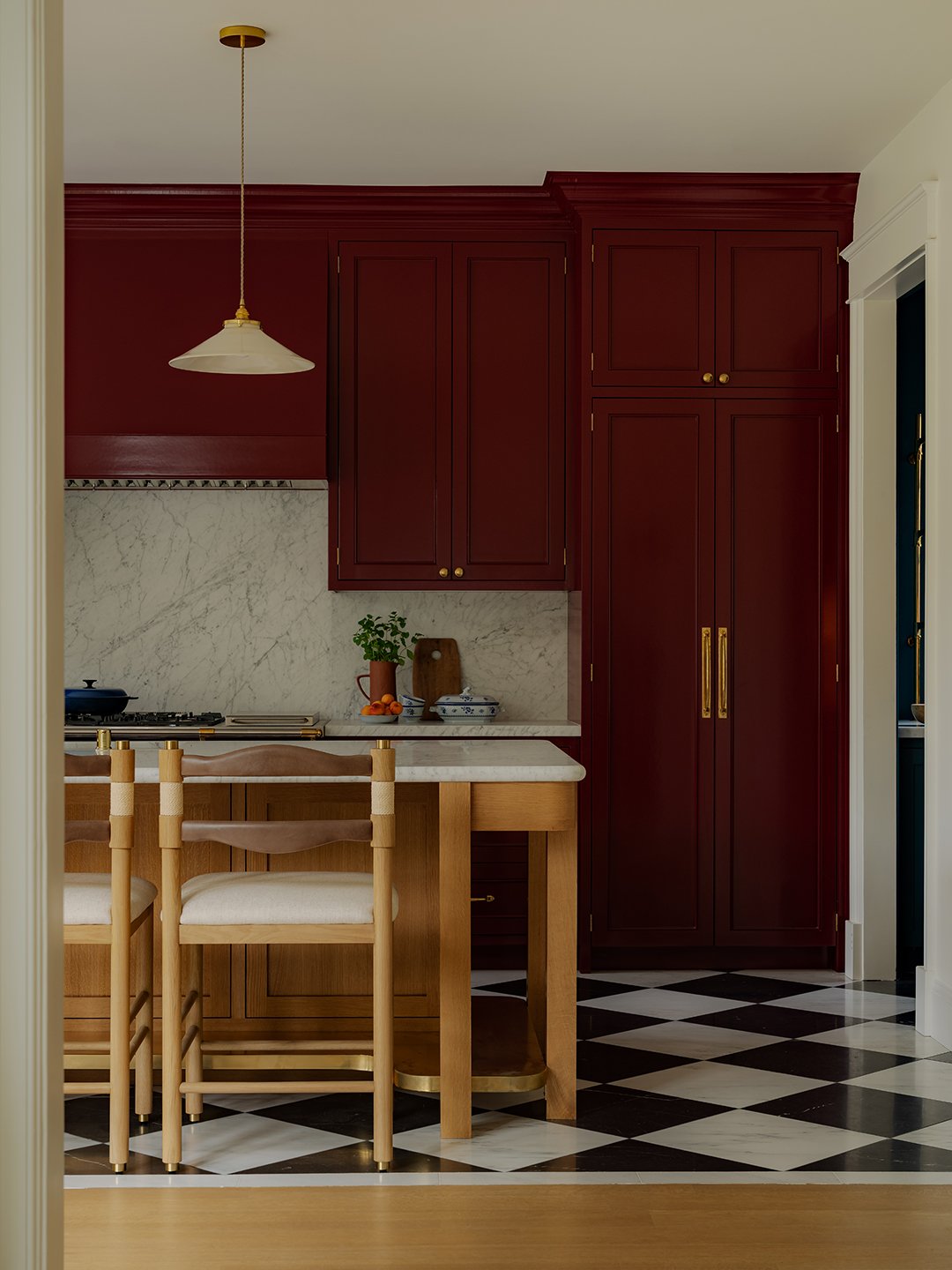 red kitchen cabinets
