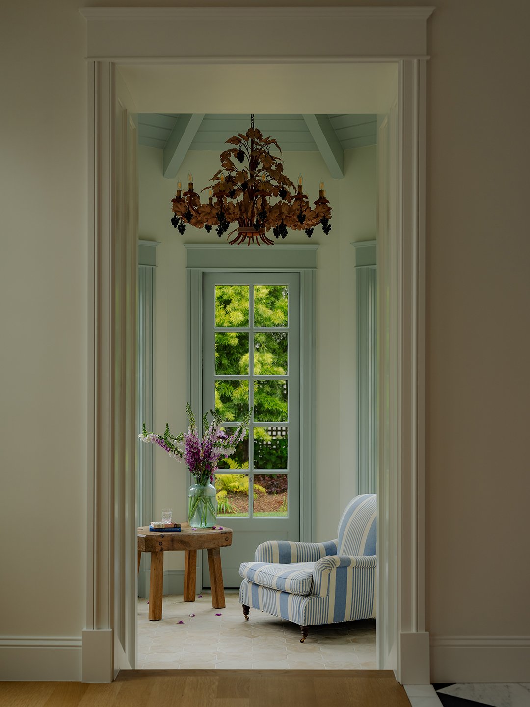 blue and white solarium room