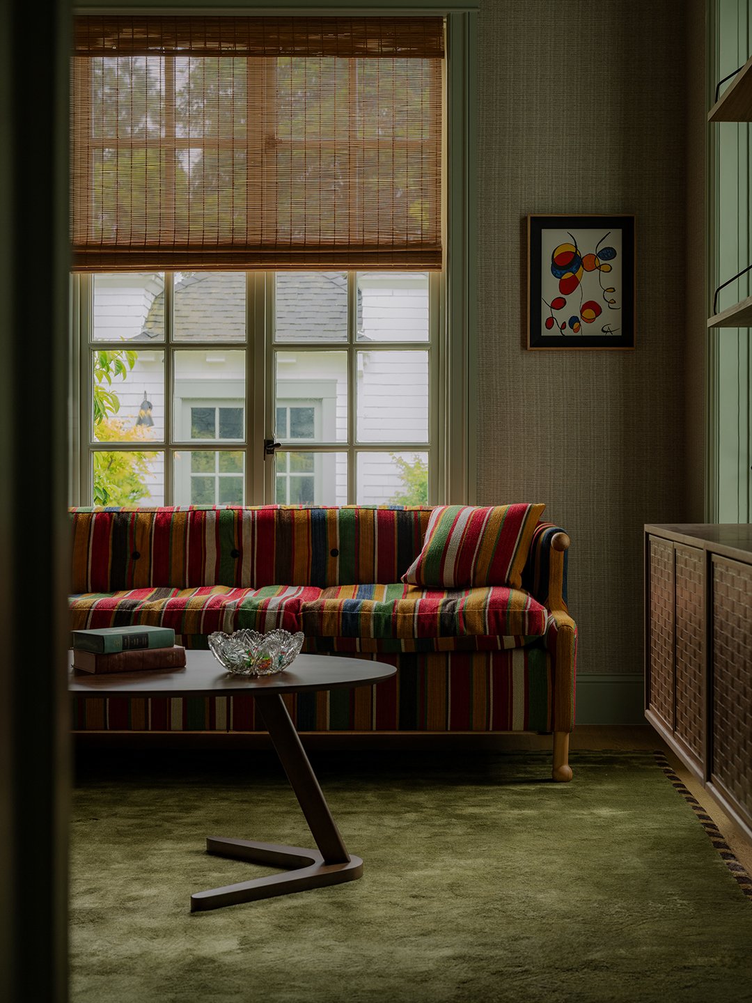 red striped sofa