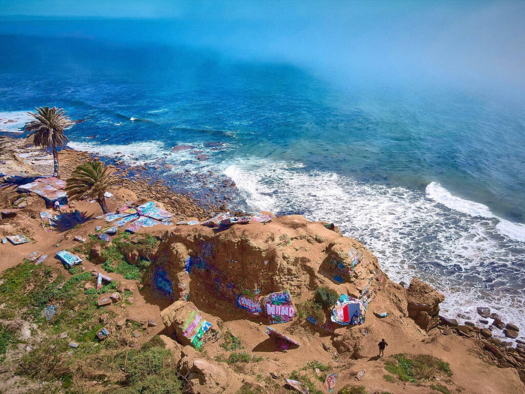 Graffitied remains of the Sunken City in San Pedro, CA
