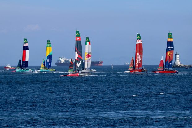 Teams from 12 nations compete in the Los Angeles Sail GP on Saturday, Mar. 15, 2025, at the Port of LA's Outer Harbor in San Pedro. (Photo by Howard Freshman, Contributing Photographer)
