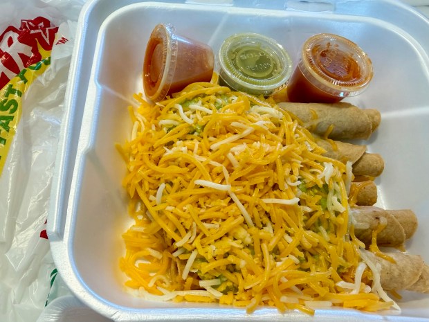 Five rolled tacos with guacamole and cheese at Taco Star, 6151 E. Colfax Ave. in Denver. (Jonathan Shikes/The Denver Post)