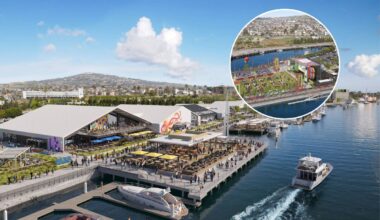 L.A.’s new $500 million waterfront district is transforming into a massive festival this weekend — with watch parties, giant screens and food and drinks