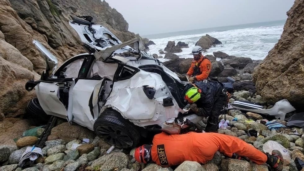FILE - In this photo provided by the San Mateo County Sheriff's Office, emergency personnel...