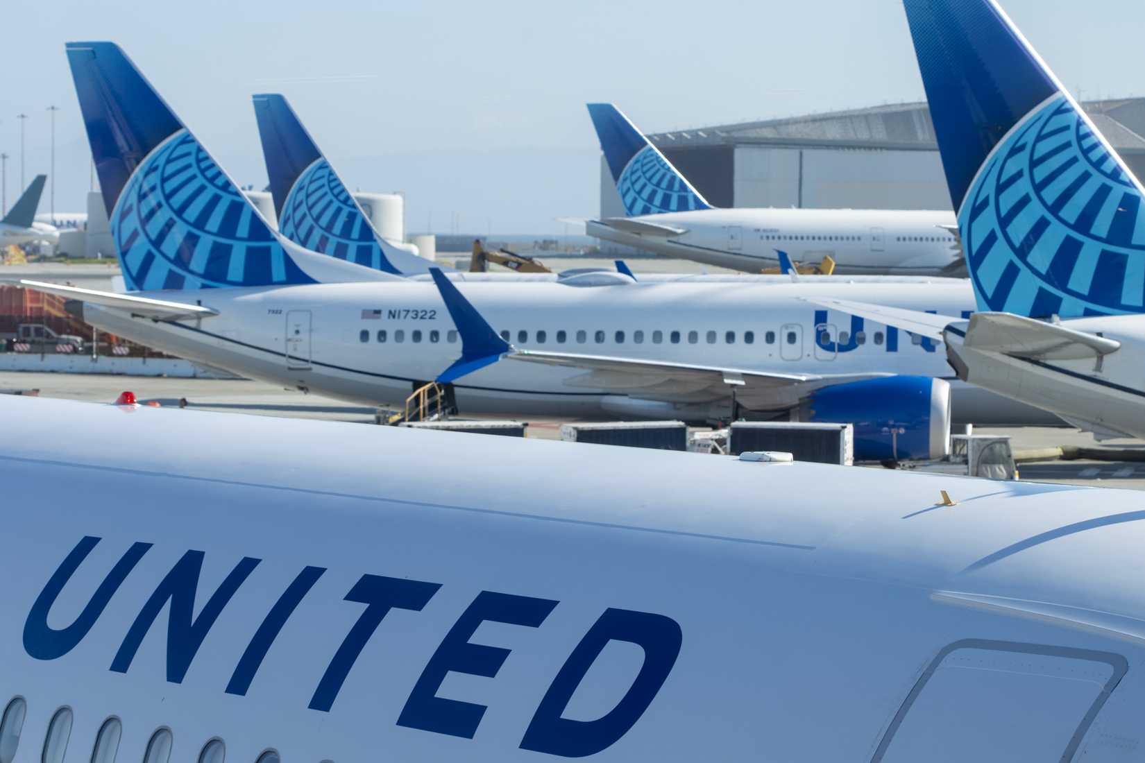 A fleet of aircrafts operated by United Airlines at San Francisco International Airport (SFO)