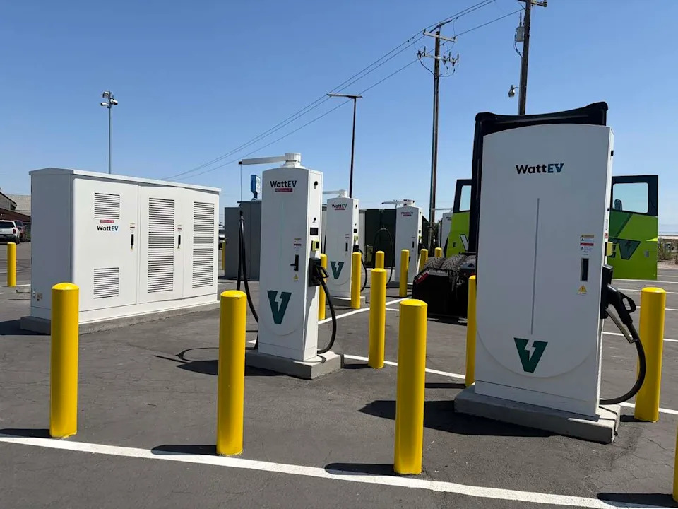 The completed charging stations were on display at Tuesday’s event.