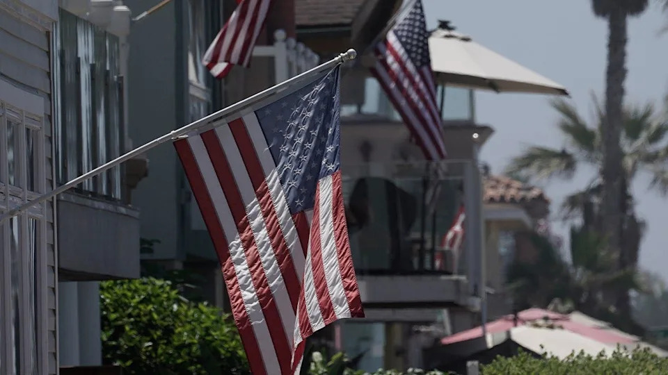 american flags outside homes
