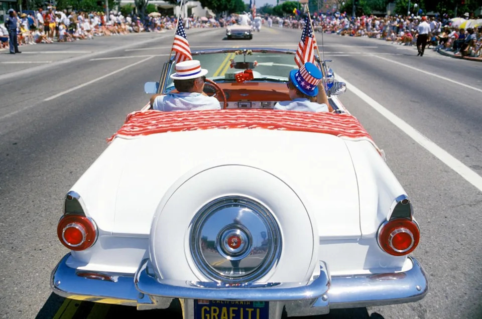 An antique convertible in a July 4th Parade in Pacific Palisades. Universal Images Group via Getty Images