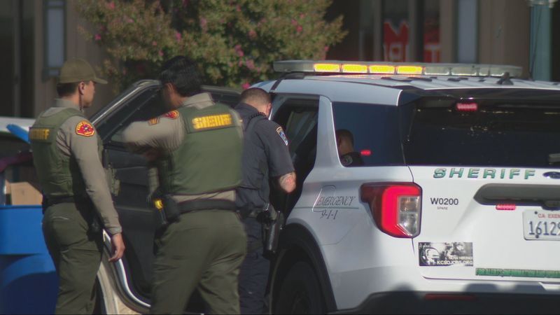 12 inmates requested to be checked out at a hospital after KCSO’s transportation bus backed into a pole Friday morning in downtown Bakersfield. PHOTO: KBAK/KBFX