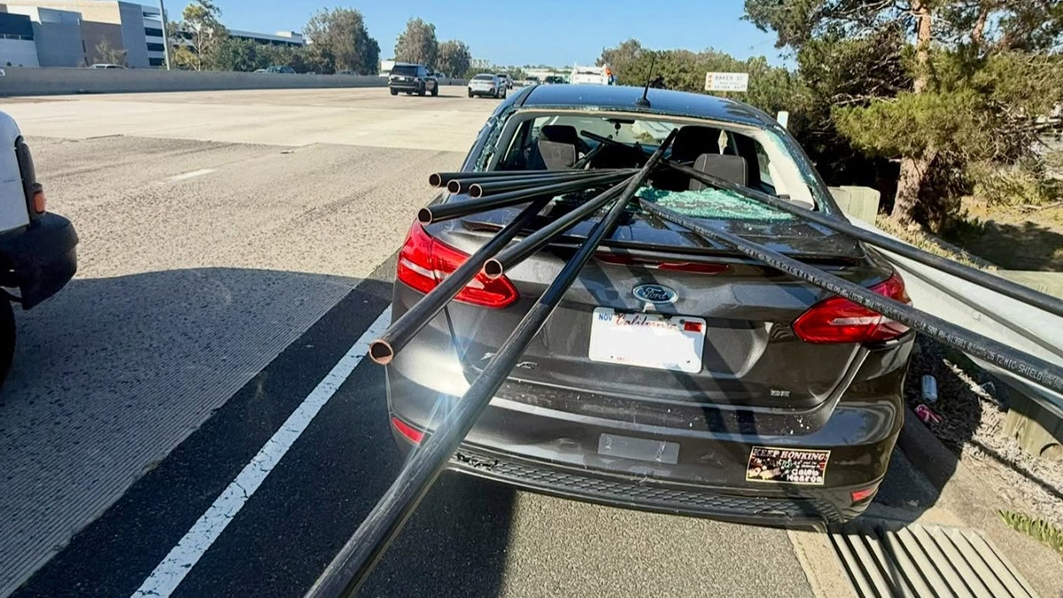 Sedans rear window shattered completely