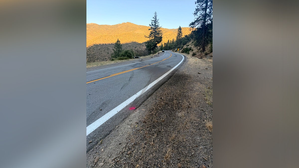 Empty curved mountain highway road.