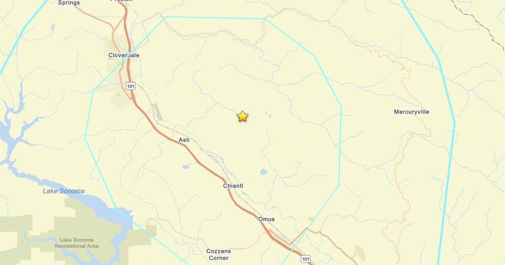 Magnitude 4.2 earthquake hits near Cloverdale, followed by magnitude 2.5 quake