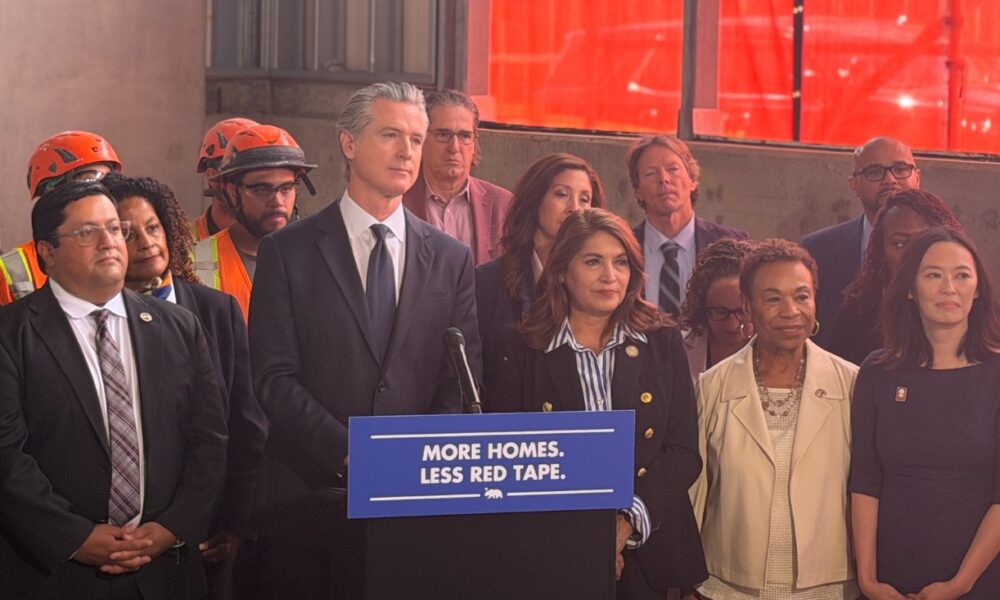 From left to right: Jesse Arreguín, Gov. Gavin Newsom, Sharon Quirk Silva, Oakland Mayor Barbara Lee, and Janelle Chan. Photo courtesy Sarah Henry.