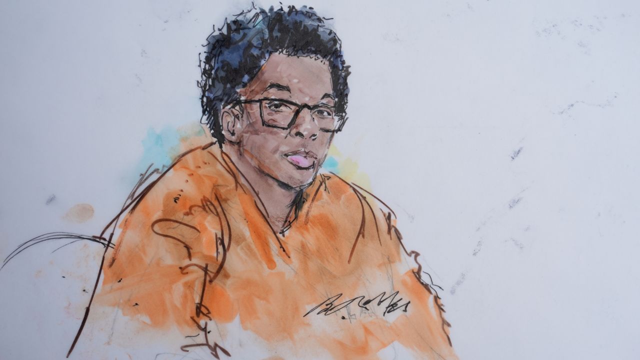 In this courtroom sketch, David Anthony Burke, who is known as D4vd, is seen in court Tuesday in Los Angeles. (Bill Robles via AP)