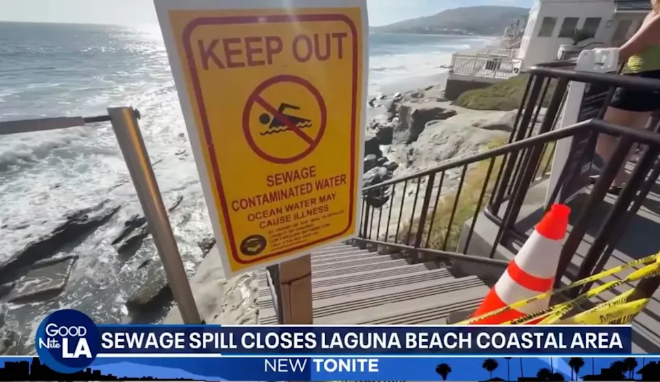The Orange County Health Care Agency said the spill was caused by a malfunction of a force main sewer line pump. FOX11