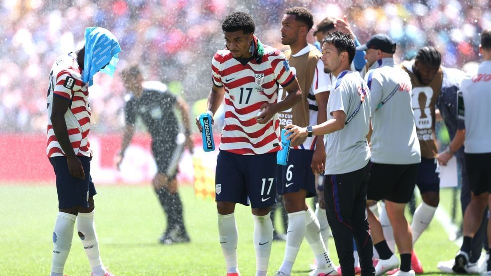 SEATTLE, WASHINGTON - JUNE 19: Malik Tillman #17 of the United States takes a drink at the hydration break during the FIFA World Cup 2026 Group D match between USA and Australia at Seattle Stadium on June 19, 2026 in Seattle, Washington. (Photo by Jamie Squire/Getty Images)