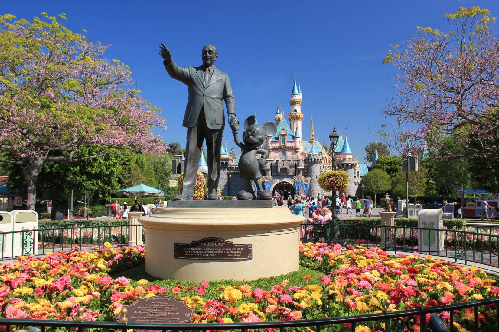 Statue of Walt Disney and Mickey Mouse (Disney Partners Statue) at Disneyland, Anaheim, California