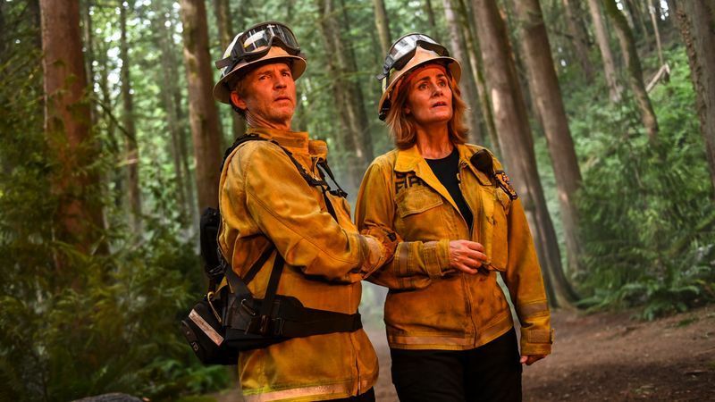 VANCOUVER - OCTOBER 24: "Not a Stray"  Station 42 faces a high-stakes wildfire situation that tests their unity, leadership and personal resilience. The new battalion chief (Shawn Hatosy) is on site, but he has a polarizing leadership style that gets under everyone's skin, on FIRE COUNTRY, Friday, Oct. 24 (9:00-10:00 PM, ET/PT) on the CBS Television Network, and streaming on Paramount+ (live and on-demand for Paramount+ Premium plan subscribers, or on-demand for Paramount+ Essential subscribers the day after the episode airs).Pictured (L-R): Shawn Hatosy as Brett Richards and Diane Farr as Sharon Leone. (Photo by Sergei Bachlakov/CBS via Getty Images)
