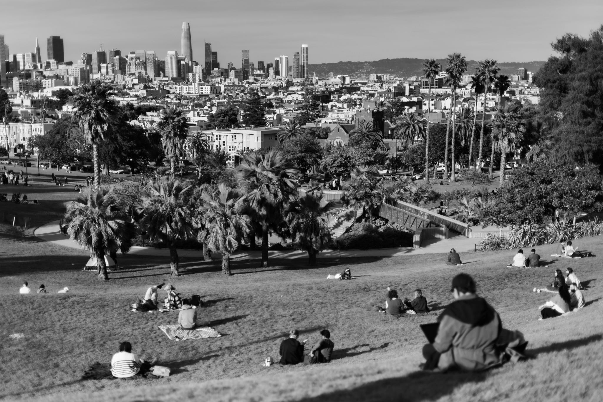 on a sunny afternoon, people lounge around dolores park, one of san francisco’s most iconic parks perched on a hill in the mission district, on friday, april 17, 2026 602 pm photo by manuel orbegozo for esquire magazine