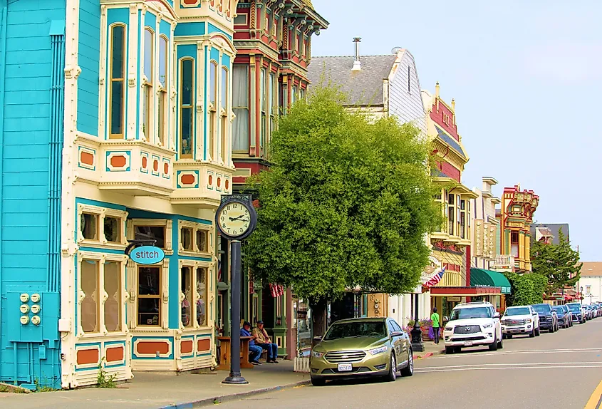 Historic downtown street in Ferndale, California.