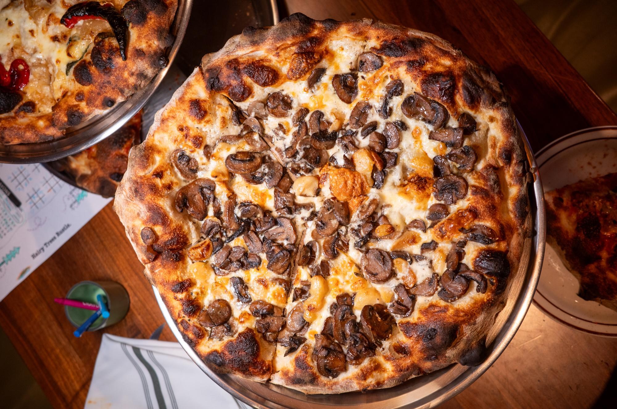 Loaded blistered pizzas from Folks Pizzeria.