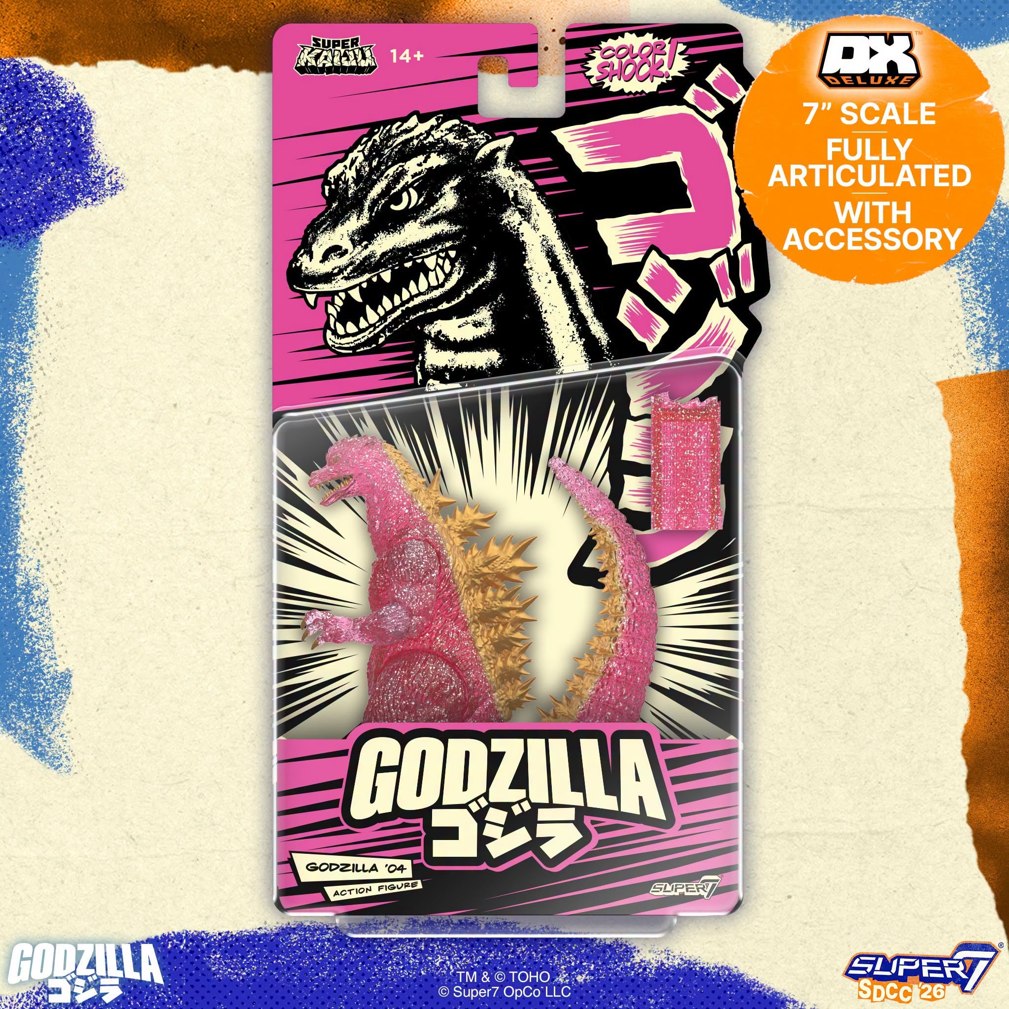 Godzilla Pink Glitter Super 7
