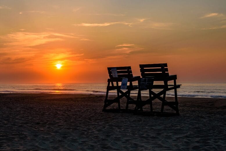Sunset on beach in Harvey Cedars, LBI