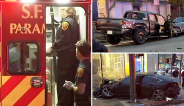 Horror as police pursuit of a truck ends in massive crash with nine rushed to San Francisco hospital