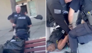 Moment California cop beats down on woman after she bites into his shoulder — as he gets punished
