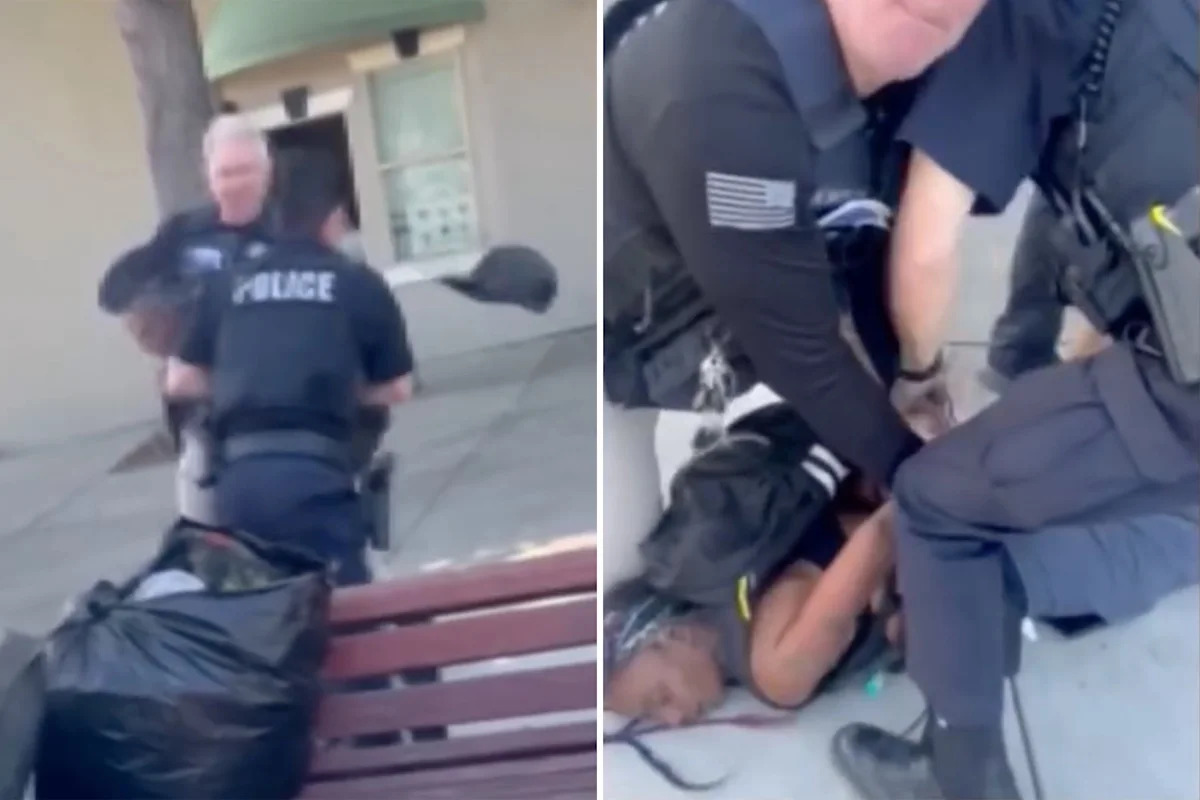 Moment California cop beats down on woman after she bites into his shoulder — as he gets punished