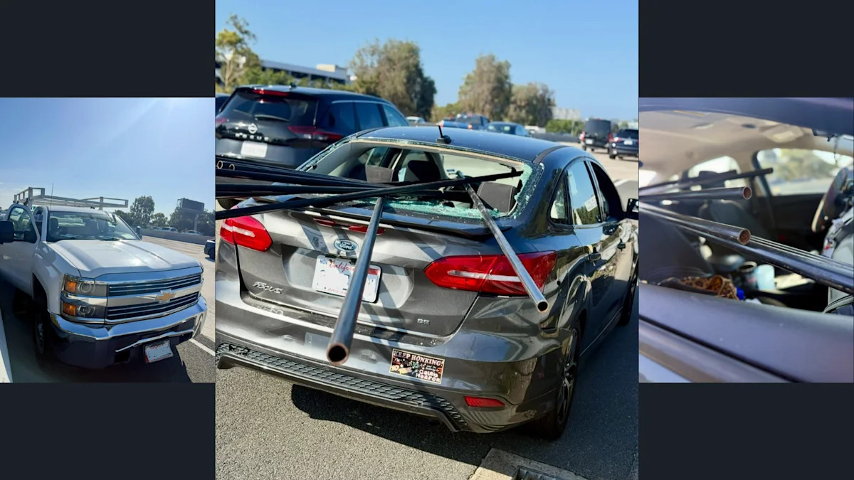 Unsecured Pipes Tear Through Sedan After California Rear-End Crash, CHP Says