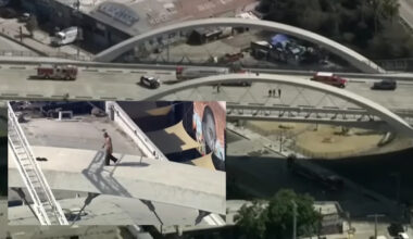 Los Angeles Man Climbs Bridge and Won't Come Down