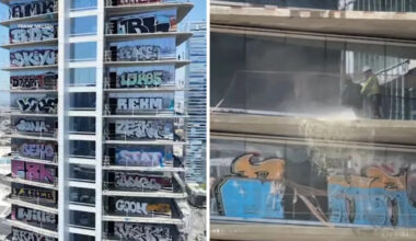 Cleanup begins on infamous graffiti towers in downtown Los Angeles