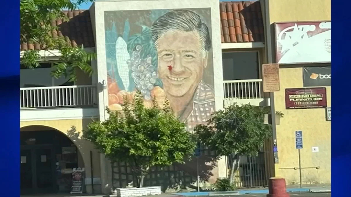 Mural of Cesar Chavez in Downtown Fresno removed