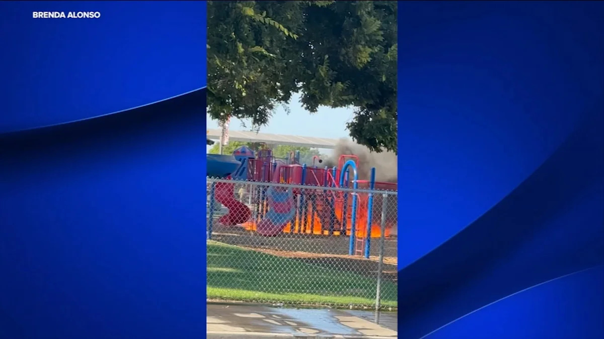 Fire destroys part of Pinedale Elementary School playground in Northwest Fresno