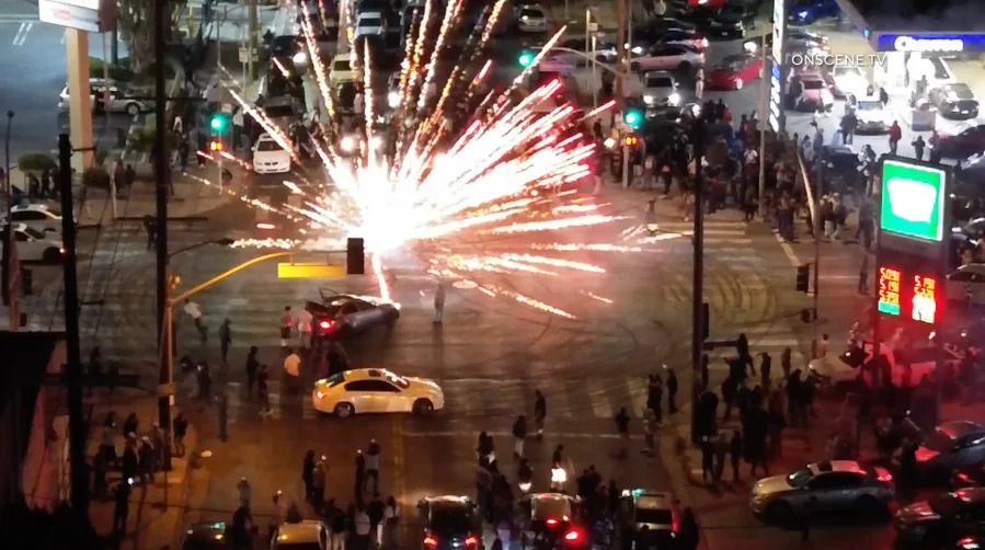 VIDEO: Chaotic scenes at multiple street takeovers across Los Angeles area