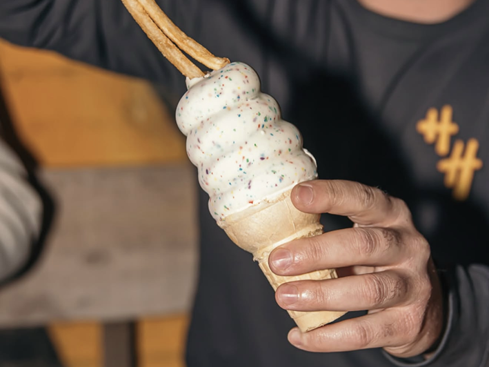 Funfetti dipped cone.