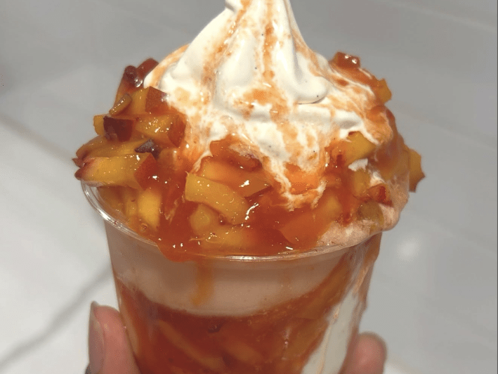 soft serve with peaches