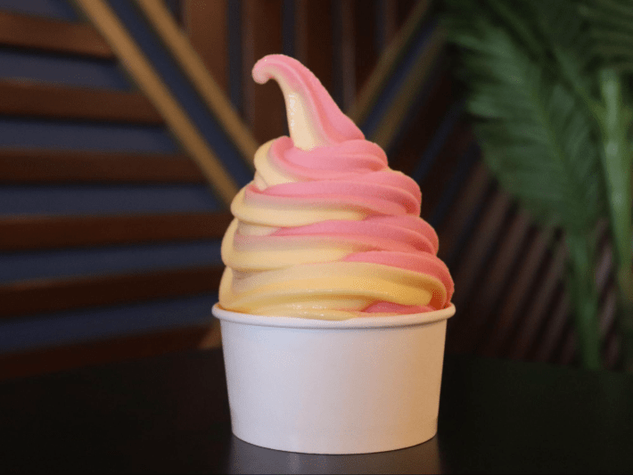 pink and yellow soft serve