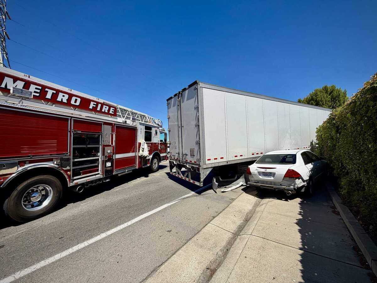 A semi-truck crashed into Anna Kirchgater Elementary School during class Wednesday, July 22, 2026. The driver was trying to avoid a collision with another vehicle, officials said.