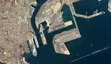 Aerial view of container terminals at the Port of Long Beach