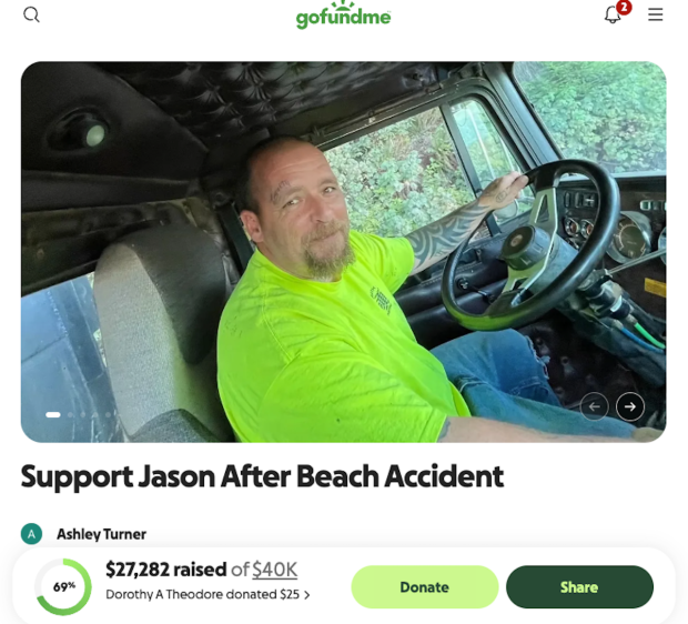 Image from GoFundMe page for Jason Turner, injured by an exploding object. (Family photo via GoFundMe)