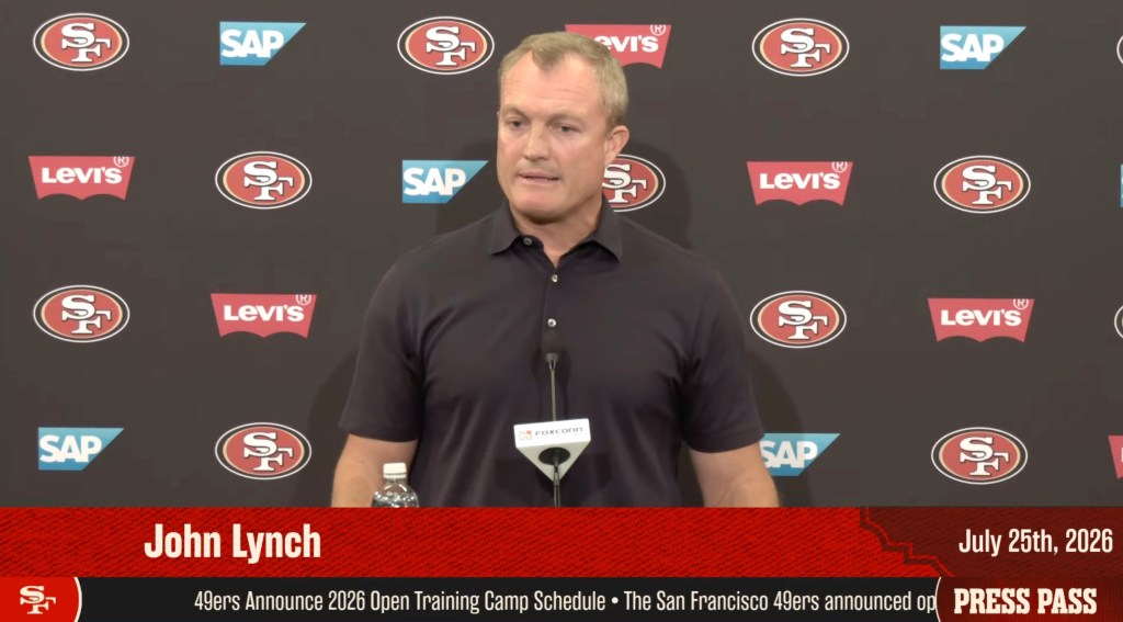 John Lynch of the 49ers addresses the media.