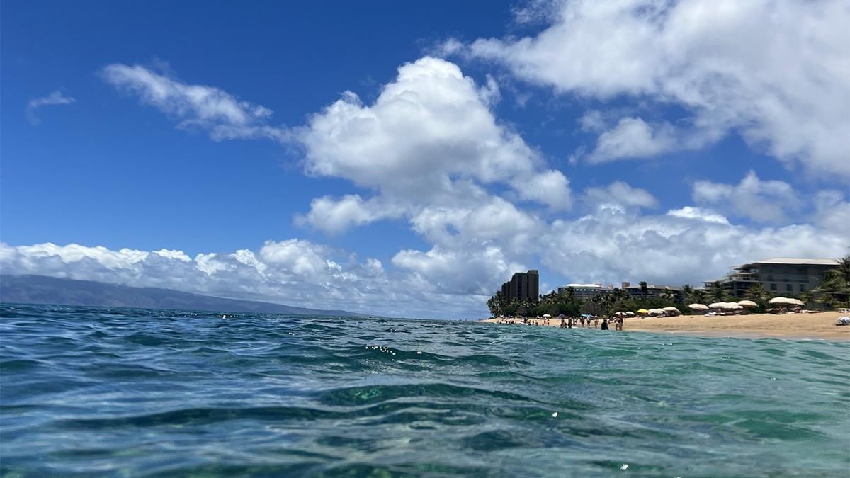 Low-angle view of waters on Kaanapali beach, Maui, Hawaii