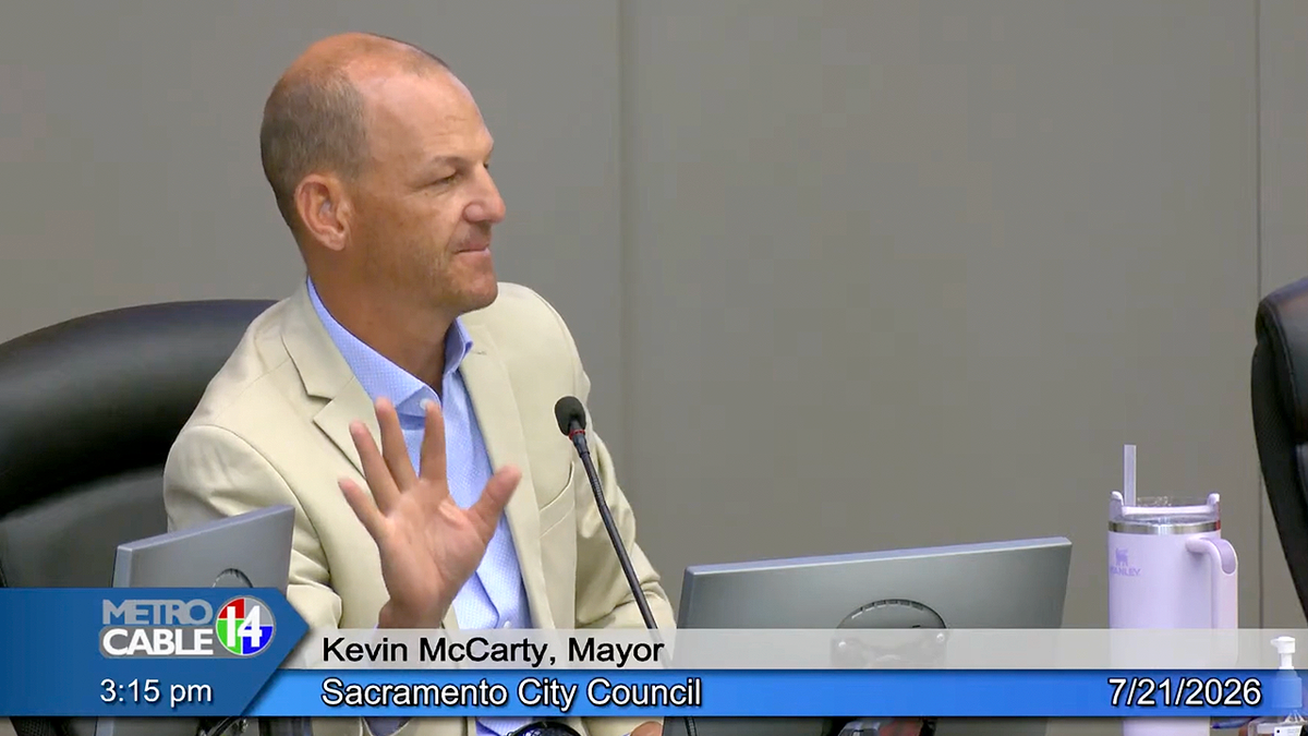 Sacramento Mayor Kevin McCarty addresses the City Council during a meeting before a hot-mic conversation was captured on the livestream.