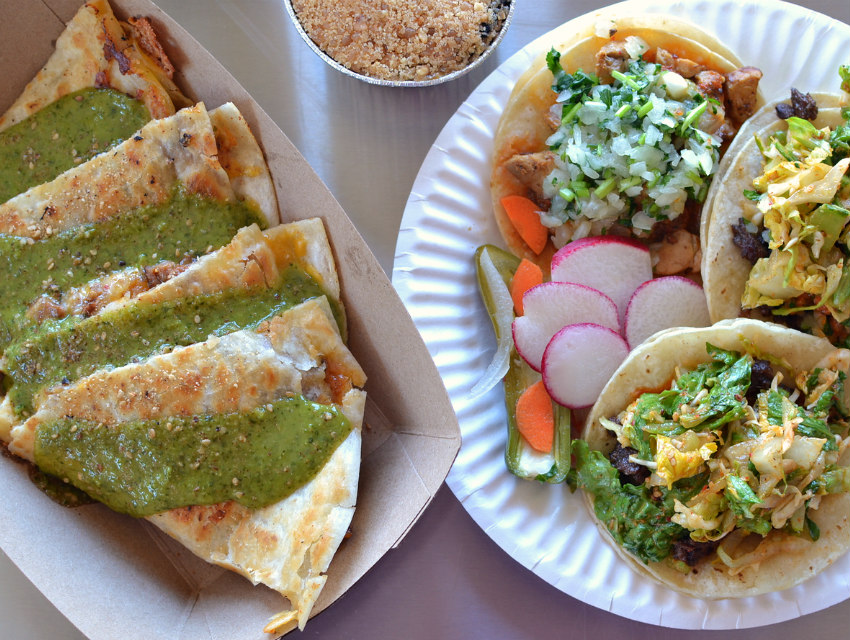 Short rib tacos, pollo asado, and a BlackJack quesadilla (with some tres leches cake for good measure)